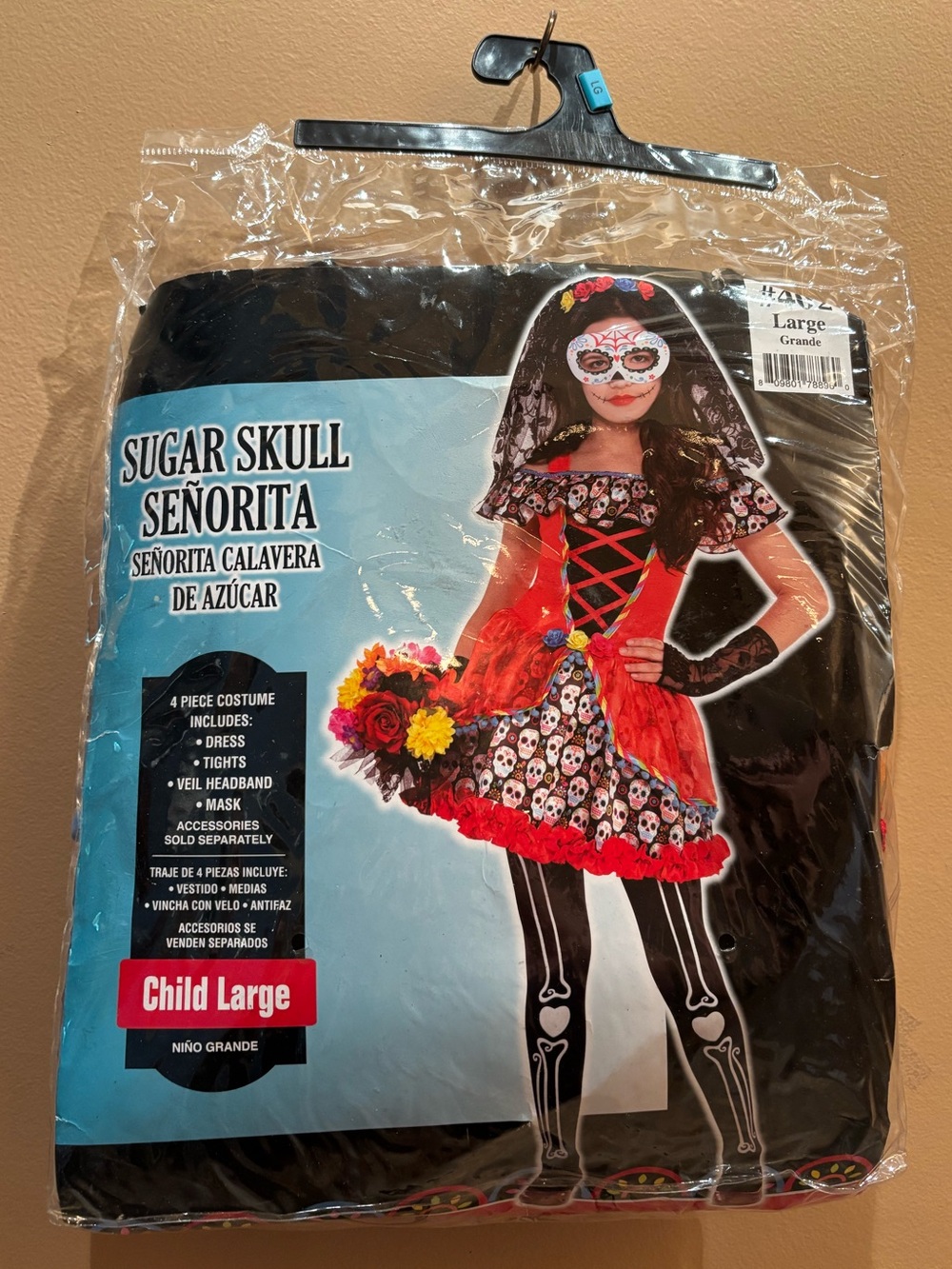 Amscan Sugar Skull Señorita child's costume missing Vail Size Large